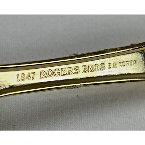 1847 Rogers Bros E.P. Korea Gold Plate Spring Flowers 4 Vtg Tbsp Spoons MCM - Picture 8 of 8